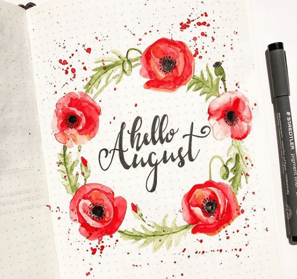 constancechel Hello August Bullet Journal Spread